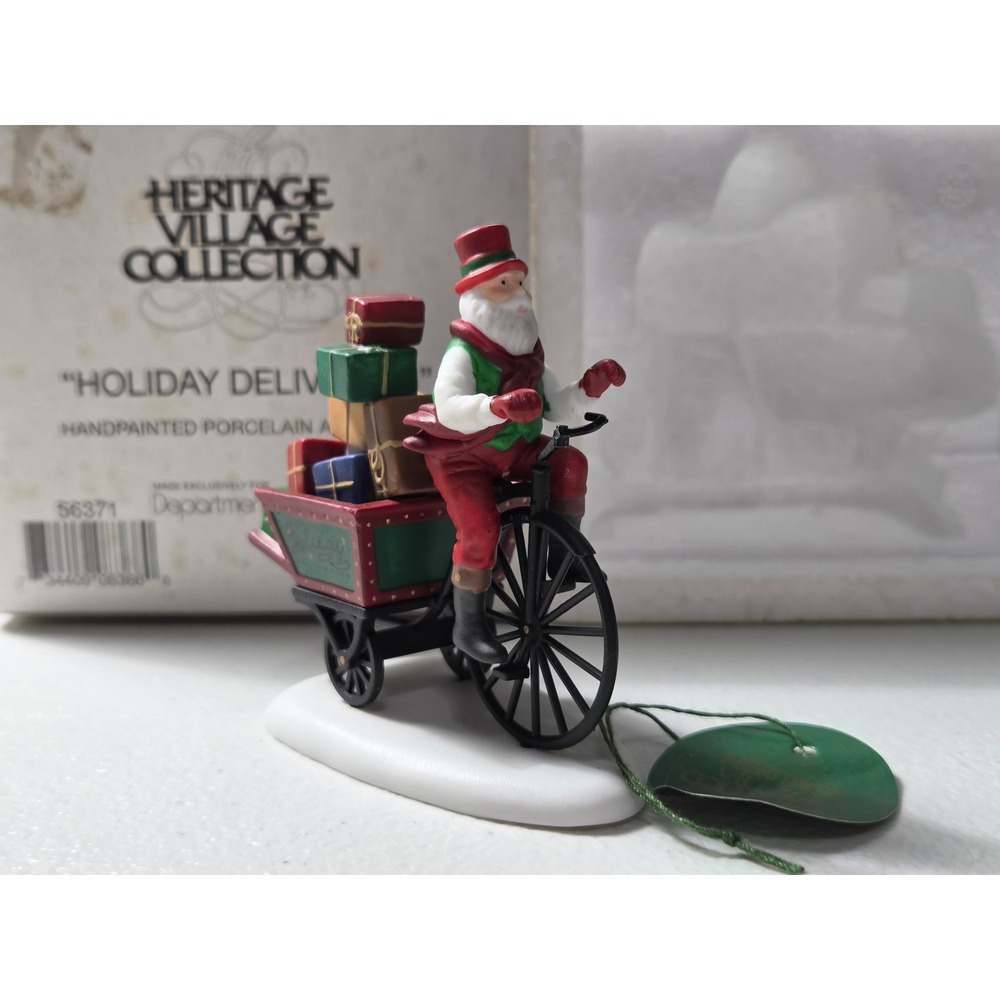 Department 56 Heritage Village Holiday‎ Deliveries Santa Bicycle Figurine 56371